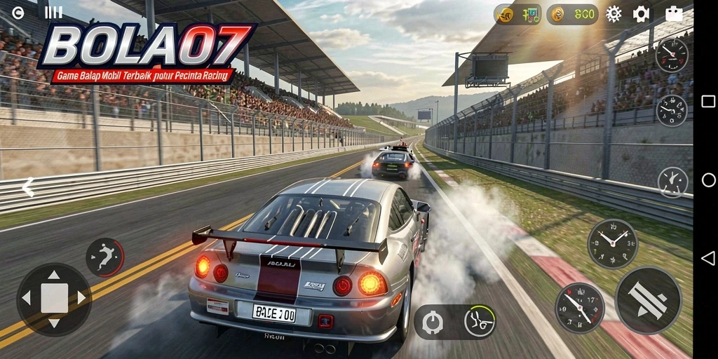 Tampilan gameplay seru dari BOLA07 yang penuh aksi balap.