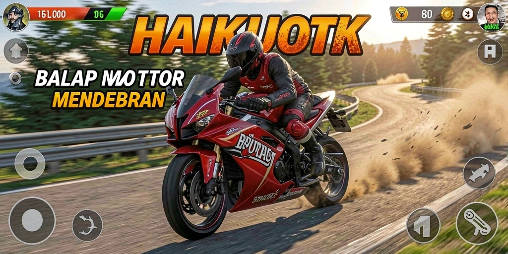 Tampilan gameplay HAIKUOTK yang seru dan mendebarkan saat balapan.