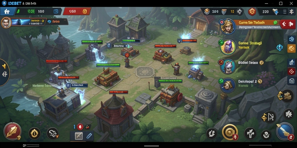Screenshot gameplay IDEBET menunjukkan pertempuran strategi yang intens dan mendebarkan.