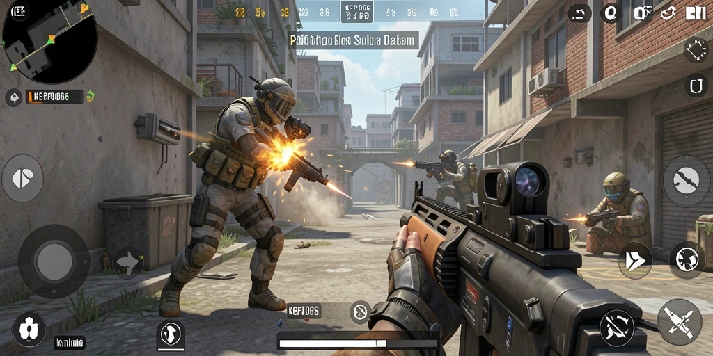 Screenshot utama KEPO66 menampilkan aksi gameplay FPS yang intens.