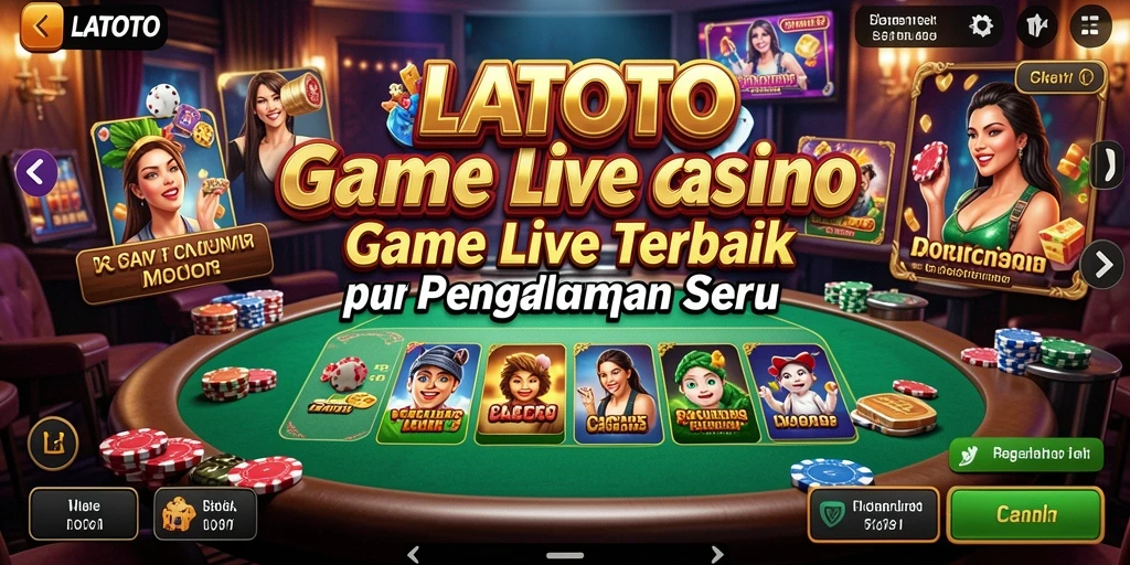 Screenshot LATOTO menampilkan dealer langsung dan permainan kasino yang seru.