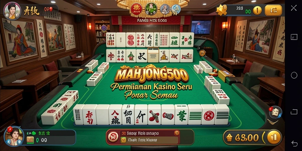 Tampilan gameplay menarik dari MAHJONG500 dengan suasana Kasino.