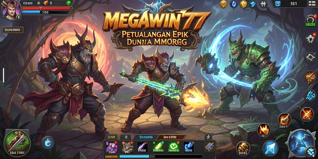 Screenshot utama MEGAWIN777 yang menunjukkan aksi pertarungan seru di dunia MMORPG.