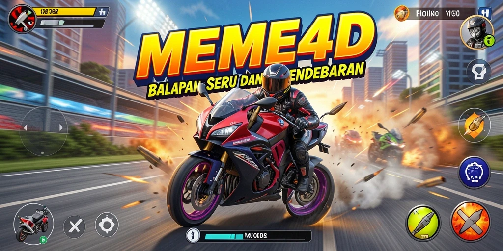 Gameplay seru balapan motor dalam MEME4D yang menegangkan.