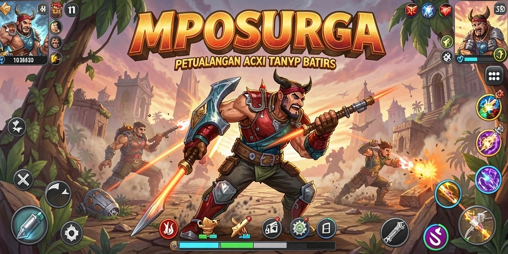 Tampilan dinamis dari gameplay aksi MPOSURGA yang mendebarkan.
