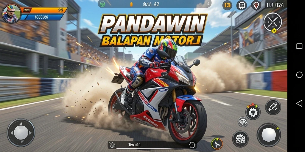 Gameplay seru dan mendebarkan di PANDAWIN saat balapan motor.