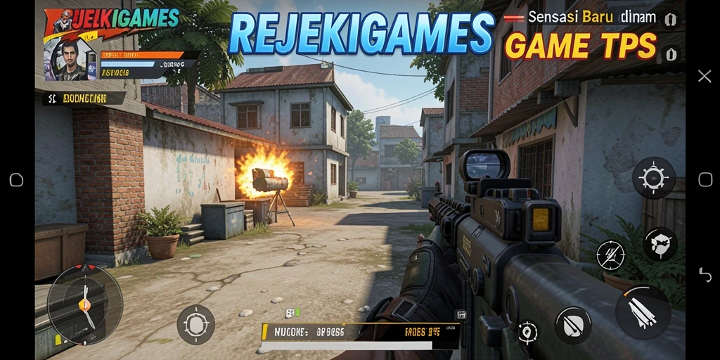 Screenshot gameplay REJEKIGAMES yang menunjukkan aksi tembak-menembak intens.