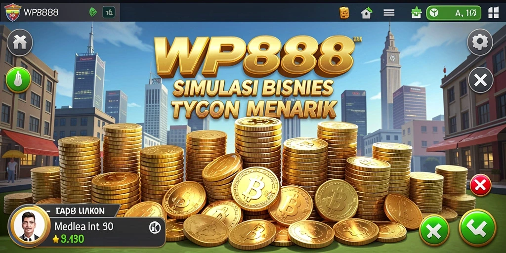 Tampilan gameplay WP888 yang menampilkan berbagai aktivitas bisnis.